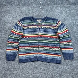 Vintage Heirloom Collectibles Fair Isle Zip Cardigan Sweater Blue Multi Large